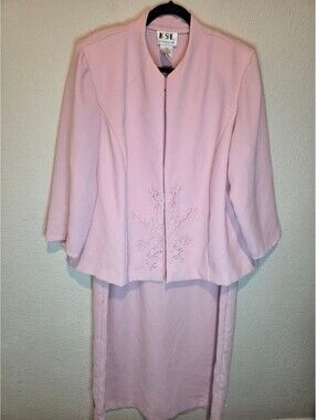 KSL Karin Stevens Light Pink Embroidered Two-Piece Dress Set Size 20W
